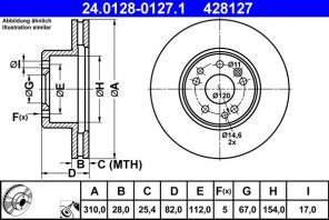 ATE 24.0128-0127.1 - Brzdový kotúč -