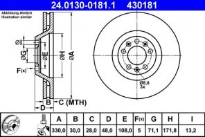 ATE 24.0130-0181.1 - Brzdový kotúč -