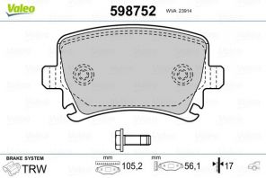 Valeo 598752 - Brzdové platničky -