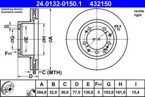 ATE 24.0132-0150.1 - Brzdový kotúč -