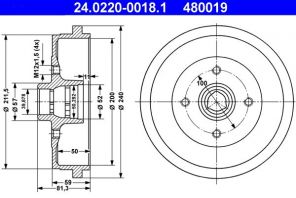 ATE 24.0220-0018.1 - Brzdový bubon -