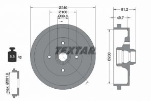 Textar 94006700 - Brzdový bubon -