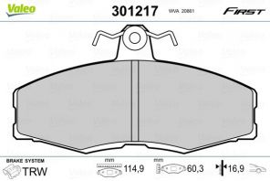 Valeo 301217 - Brzdové platničky -