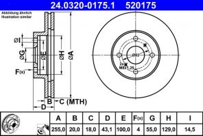 ATE 24.0320-0175.1 - Brzdový kotúč -