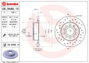Brembo 08.9488.1X - Brzdový kotúč -