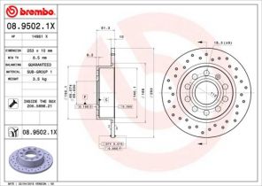 Brembo 08.9502.1X - Brzdový kotúč -