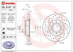 Brembo 09.9167.1X - Brzdový kotúč -