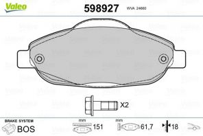 Valeo 598927 - Brzdové platničky -
