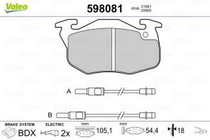 Valeo 598081 - Brzdové platničky -