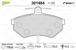 Valeo 301484 - Brzdové platničky -