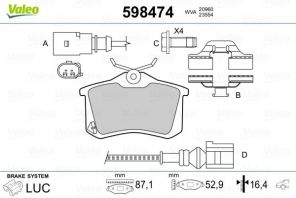 Valeo 598474 - Brzdové platničky -