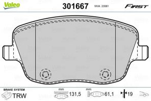 Valeo 301667 - Brzdové platničky -