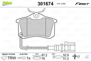 Valeo 301674 - Brzdové platničky -