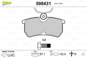 Valeo 598431 - Brzdové platničky -