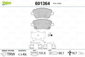 Valeo 601364 - Brzdové platničky -