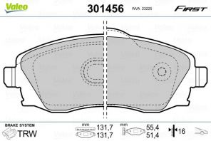 Valeo 301456 - Brzdové platničky -