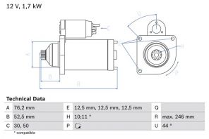 Bosch 0 986 020 250 - Štartér