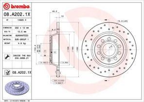 Brembo 08.A202.1X - Brzdový kotúč -