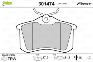 Valeo 301474 - Brzdové platničky -
