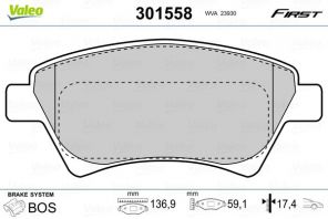 Valeo 301558 - Brzdové platničky -