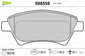 Valeo 598558 - Brzdové platničky -