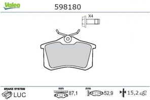 Valeo 598180 - Brzdové platničky -