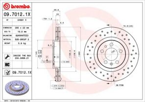 Brembo 09.7012.1X - Brzdový kotúč -