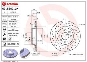 Brembo 09.5802.2X - Brzdový kotúč -