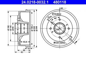 ATE 24.0218-0032.1 - Brzdový bubon