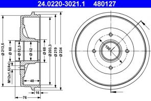 ATE 24.0220-3021.1 - Brzdový bubon -