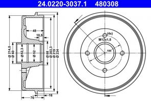 ATE 24.0220-3037.1 - Brzdový bubon -