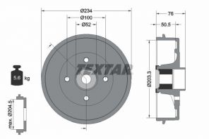 Textar 94042400 - Brzdový bubon -