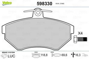 Valeo 598330 - Brzdové platničky -