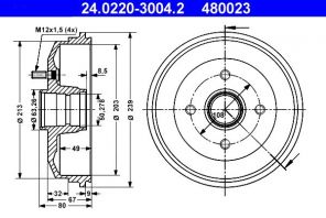 ATE 24.0220-3004.2 - Brzdový bubon -