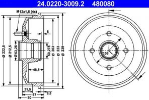 ATE 24.0220-3009.2 - Brzdový bubon -