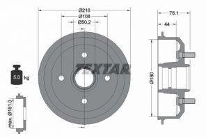 Textar 94018500 - Brzdový bubon -