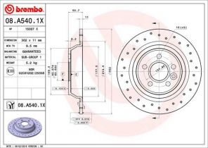 Brembo 08.A540.1X - Brzdový kotúč -