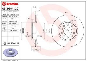 Brembo 08.9364.21 - Brzdový kotúč -