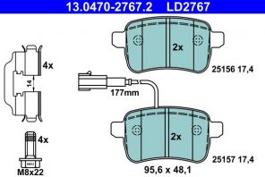 ATE 13.0470-2767.2 - Brzdové platničky -