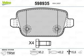 Valeo 598935 - Brzdové platničky -