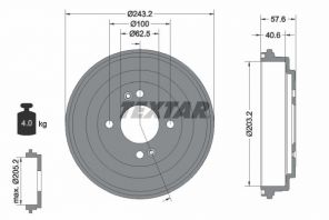 Textar 94035900 - Brzdový bubon -