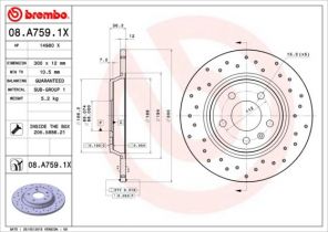 Brembo 08.A759.1X - Brzdový kotúč -