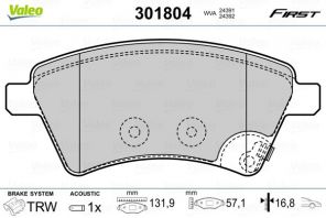 Valeo 301804 - Brzdové platničky -