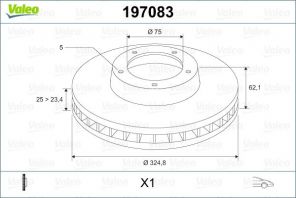 Valeo 197083 - Brzdový kotúč -
