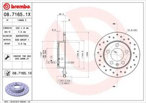 Brembo 08.7165.1X - Brzdový kotúč -