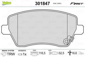 Valeo 301847 - Brzdové platničky -