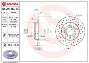 Brembo 08.9136.1X - Brzdový kotúč -
