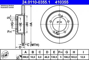 ATE 24.0110-0355.1 - Brzdový kotúč -