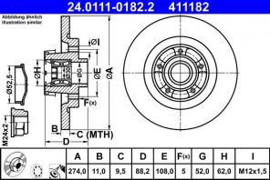 ATE 24.0111-0182.2 - Brzdový kotúč -