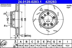 ATE 24.0128-0283.1 - Brzdový kotúč -